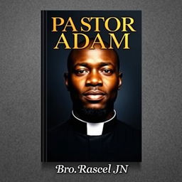A captivating book cover for 'PASTOR ADAM' featuring a black man's face wearing a traditional clergy collar