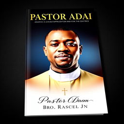 A captivating book cover for 'PASTOR ADAM' featuring a black man's face wearing a traditional clergy collar