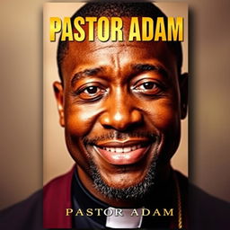 A visually striking book cover for 'PASTOR ADAM' featuring a close-up portrait of a black man in a clergy collar