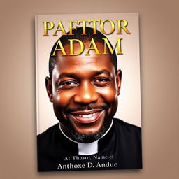 A visually striking book cover for 'PASTOR ADAM' featuring a close-up portrait of a black man in a clergy collar