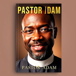 A visually striking book cover for 'PASTOR ADAM' featuring a close-up portrait of a black man in a clergy collar