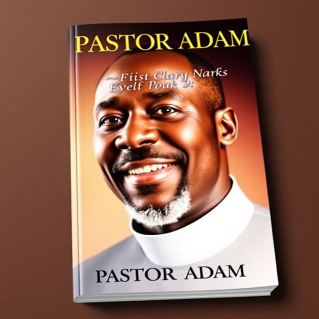 A visually striking book cover for 'PASTOR ADAM' featuring a close-up portrait of a black man in a clergy collar