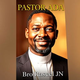 A striking book cover for 'PASTOR ADAM' featuring a close-up of a black man wearing a clergy collar, radiating warmth and authority