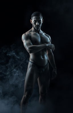A dark, black smokey background with a subtle glow emanating from it, providing an atmospheric and mysterious ambiance