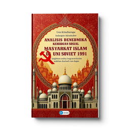 A captivating book cover design for an Indonesian language book titled 'Analisis Dinamika Kehidupan Sosial Masyarakat Islam di Uni Soviet (1922-1991)'