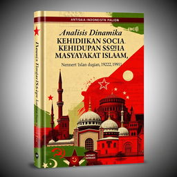 A captivating book cover design for an Indonesian book titled 'Analisis Dinamika Kehidupan Sosial Masyarakat Islam di Uni Soviet (1922-1991)'