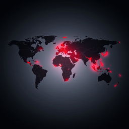 A captivating world map designed for a single cover, illustrating various regions beginning to be affected by a virus