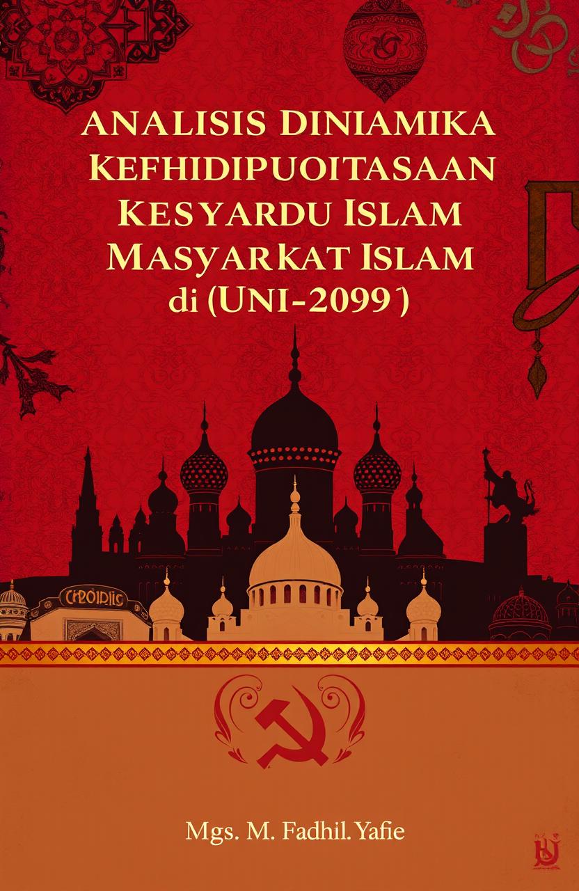 A book cover design for the Indonesian title 'Analisis Dinamika Kehidupan Sosial Masyarakat Islam di Uni Soviet (1922-1991)' by Mgs