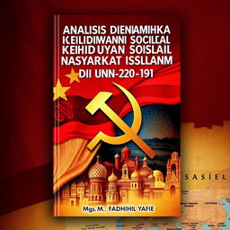 A visually striking book cover for an Indonesian language book titled 'Analisis Dinamika Kehidupan Sosial Masyarakat Islam di Uni Soviet (1922-1991)' by Mgs