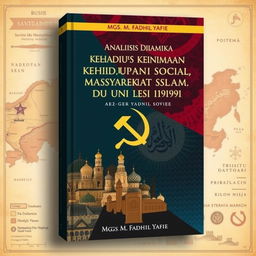 A visually striking book cover for an Indonesian language book titled 'Analisis Dinamika Kehidupan Sosial Masyarakat Islam di Uni Soviet (1922-1991)' by Mgs