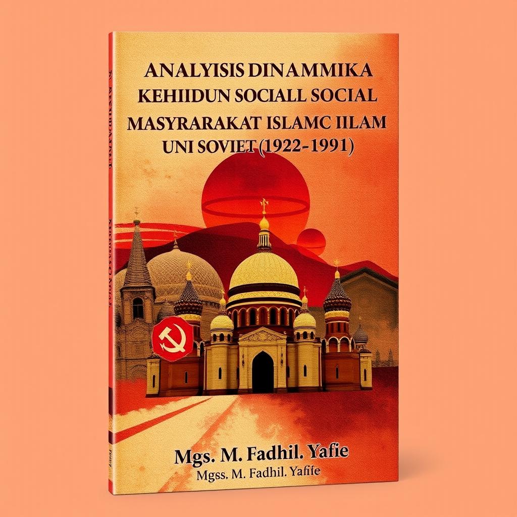 A book cover design for a title in Bahasa Indonesia: 'Analisis Dinamika Kehidupan Sosial Masyarakat Islam di Uni Soviet (1922-1991)' by Mgs