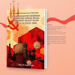 A book cover design for a title in Bahasa Indonesia: 'Analisis Dinamika Kehidupan Sosial Masyarakat Islam di Uni Soviet (1922-1991)' by Mgs