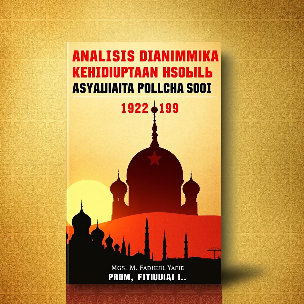 A book cover design for an Indonesian title, 'Analisis Dinamika Kehidupan Sosial Masyarakat Islam di Uni Soviet (1922-1991)', authored by Mgs