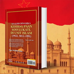 A book cover design for the Indonesian title 'Analisis Dinamika Kehidupan Sosial Masyarakat Islam di Uni Soviet (1922-1991)' by Mgs