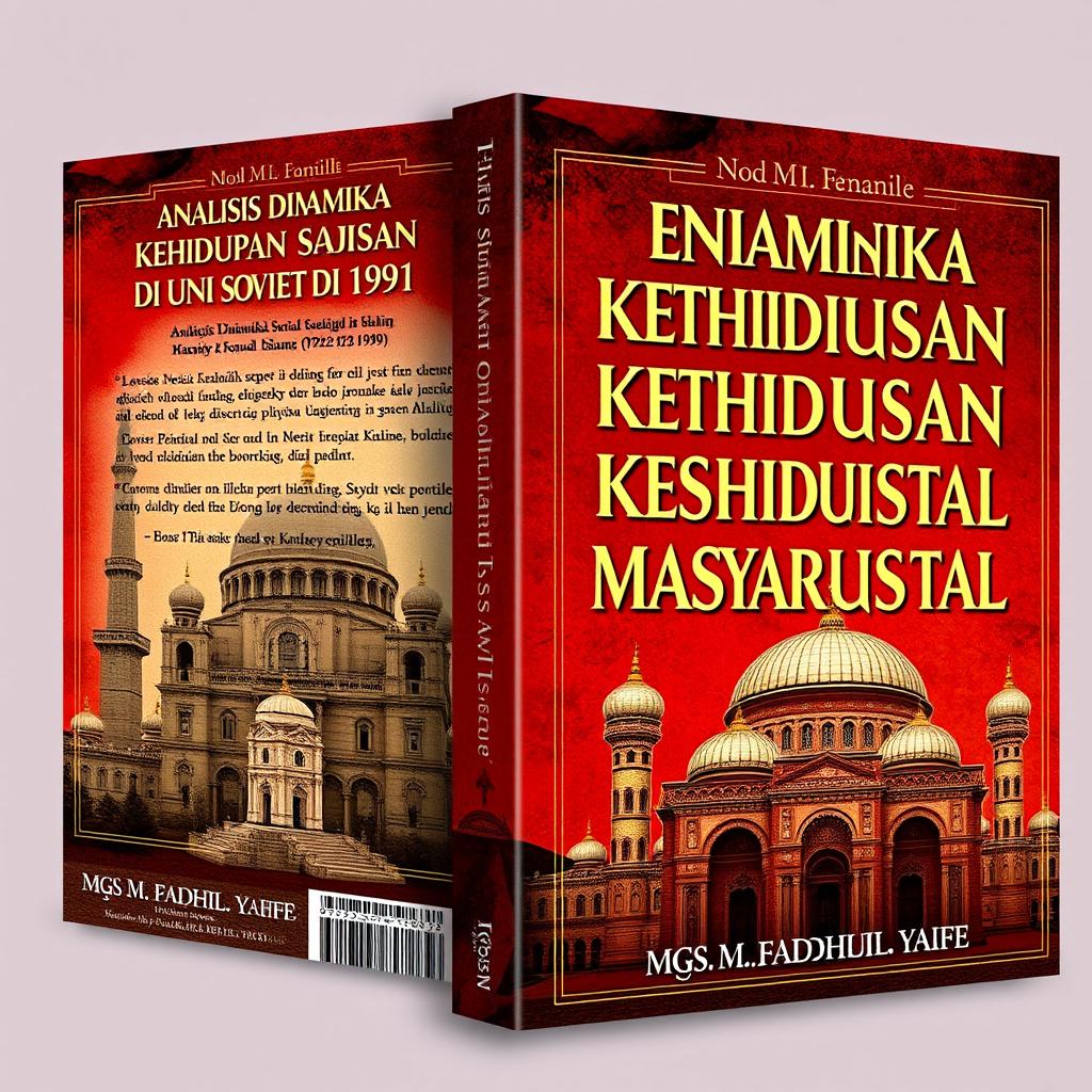 A book cover design for the Indonesian title 'Analisis Dinamika Kehidupan Sosial Masyarakat Islam di Uni Soviet (1922-1991)' by Mgs