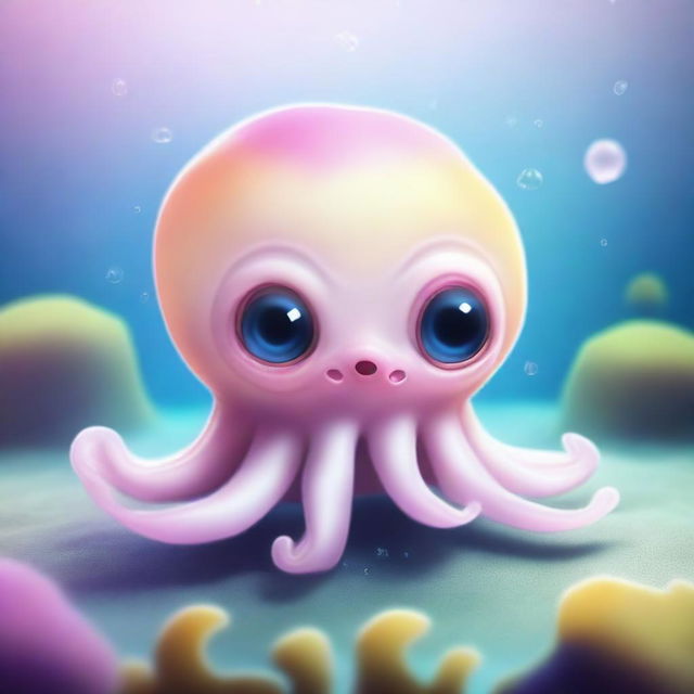 A high-quality digital art piece depicting a baby Dumbo Octopus