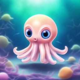 A high-quality digital art piece depicting a baby Dumbo Octopus