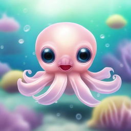 A high-quality digital art piece depicting a baby Dumbo Octopus