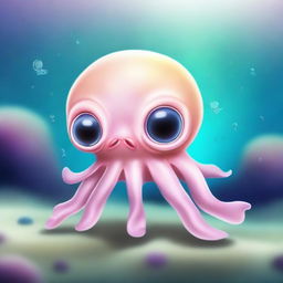 A high-quality digital art piece depicting a baby Dumbo Octopus