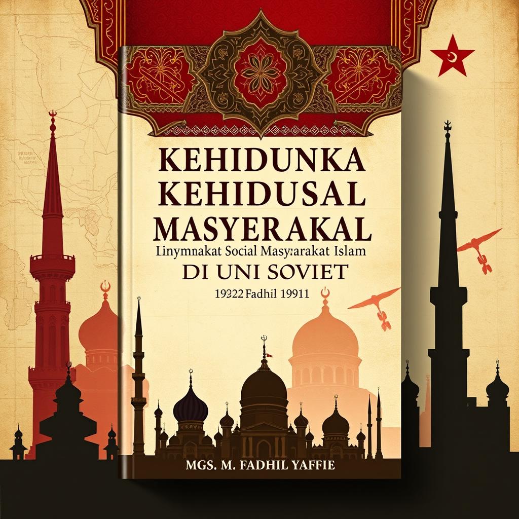 A book cover design for an Indonesian book titled 'Analisis Dinamika Kehidupan Sosial Masyarakat Islam di Uni Soviet (1922-1991)' by Mgs
