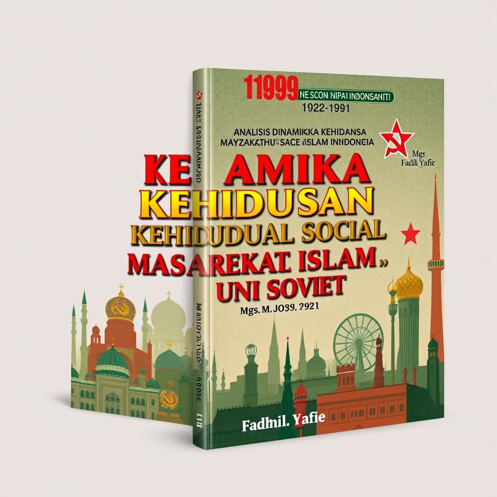 A book cover design for an Indonesian book titled 'Analisis Dinamika Kehidupan Sosial Masyarakat Islam di Uni Soviet (1922-1991)' by Mgs