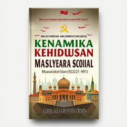A book cover design for an Indonesian book titled 'Analisis Dinamika Kehidupan Sosial Masyarakat Islam di Uni Soviet (1922-1991)' by Mgs