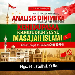 A book cover design for an Indonesian book titled 'Analisis Dinamika Kehidupan Sosial Masyarakat Islam di Uni Soviet (1922-1991)' by Mgs