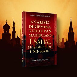 A book cover design for a Bahasa Indonesia book titled 'Analisis Dinamika Kehidupan Sosial Masyarakat Islam di Uni Soviet (1922-1991)', by Mgs