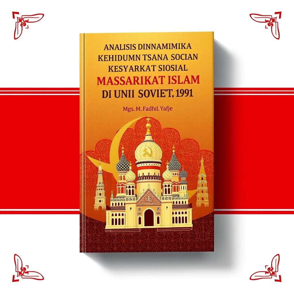 A book cover design for a Indonesian book titled 'Analisis Dinamika Kehidupan Sosial Masyarakat Islam di Uni Soviet (1922-1991)' by Mgs