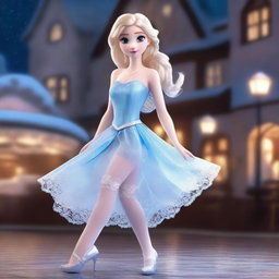 An ultra-realistic, high quality, night-time photo capturing an action scene inspired by the movie 'Frozen'