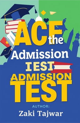 A vibrant and engaging book cover design for 'Ace the DU Admission Test' by Zaki Tajwar