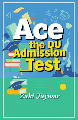 A vibrant and engaging book cover design for 'Ace the DU Admission Test' by Zaki Tajwar