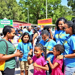 A dynamic scene showcasing health volunteers making a significant impact in a community