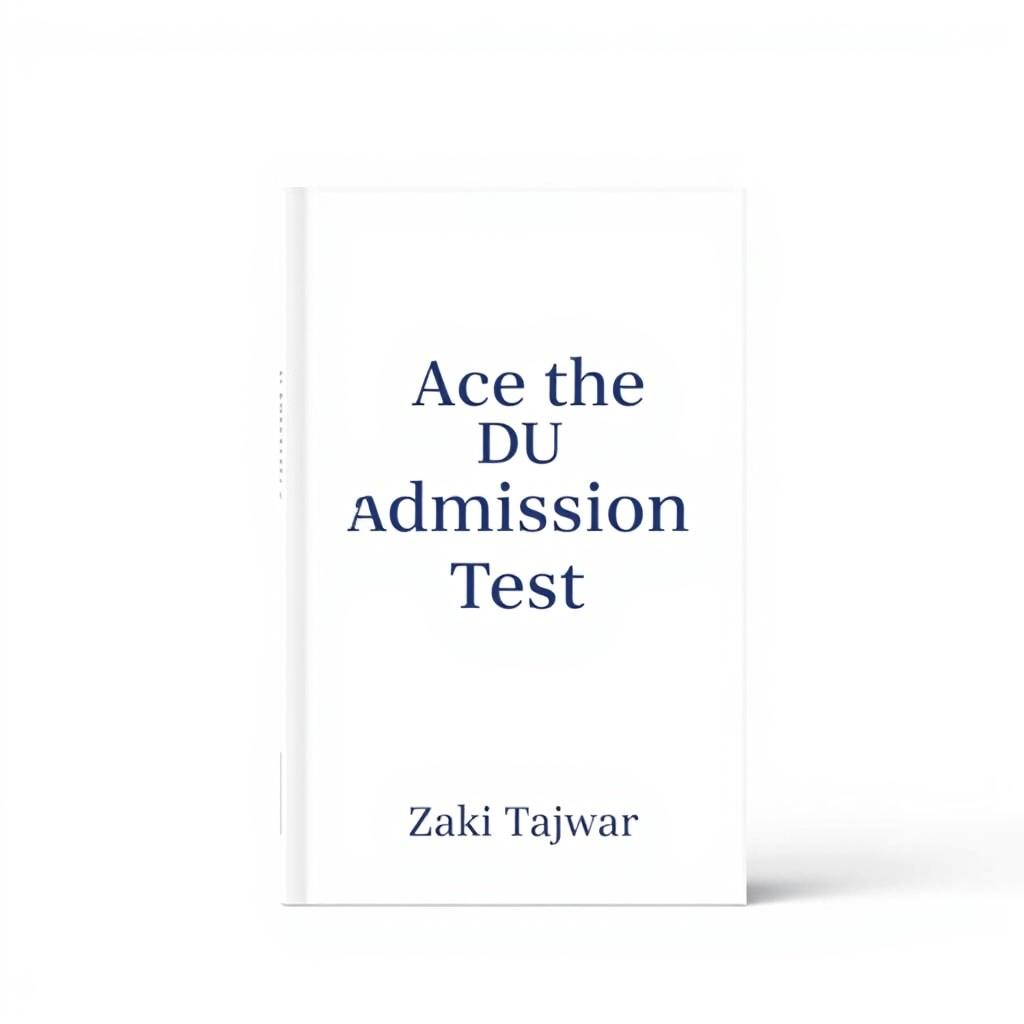 A minimalistic book cover design for 'Ace the DU Admission Test' by Zaki Tajwar