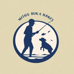 A high-quality, cinematic logo featuring a boy catching fish at the beach, accompanied by dogs, rendered in a realistic style