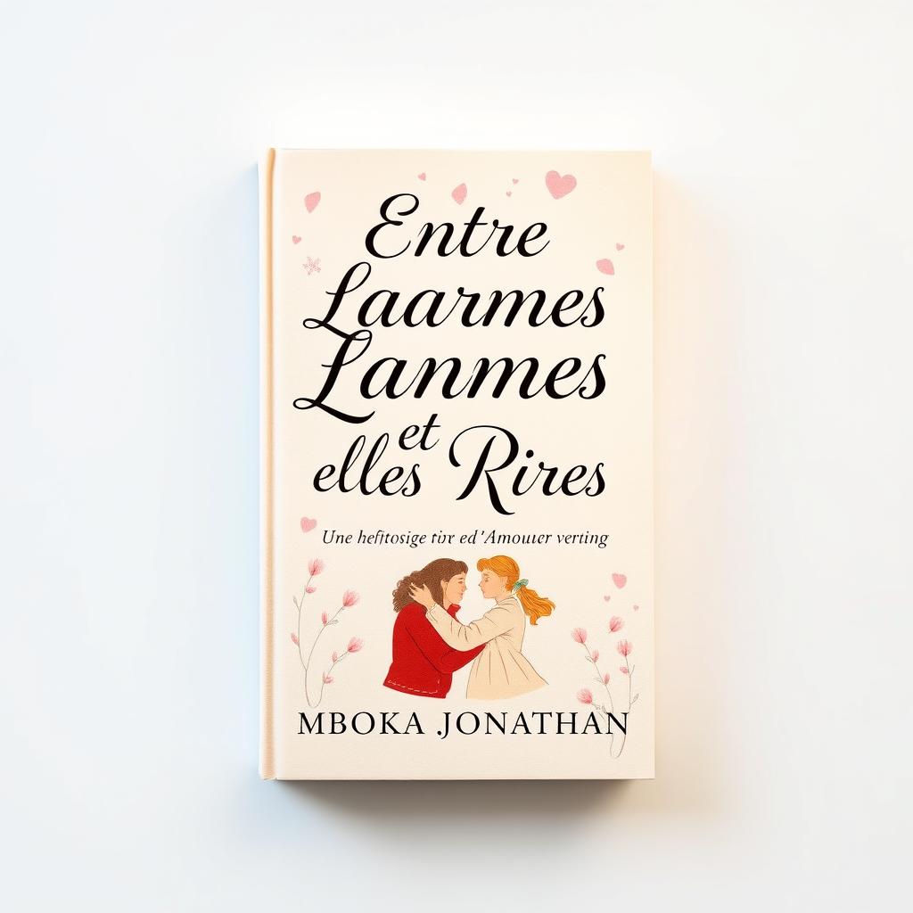 A captivating book cover design featuring the title 'Entre les Larmes et les Rires: Une Histoire d'Amour Vraie' prominently displayed in an elegant, artistic font