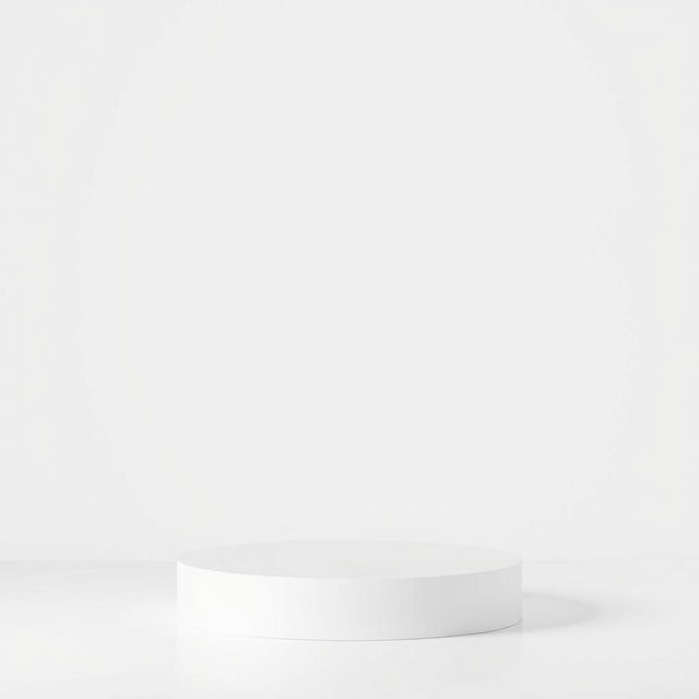 A very thin white podium appearing on a completely white background