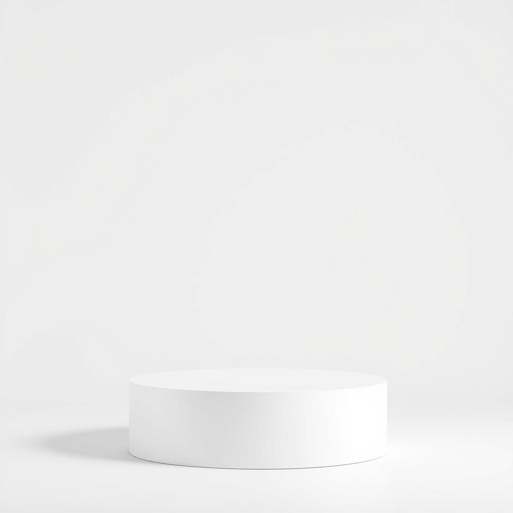 A very thin white podium appearing on a completely white background