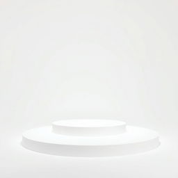 A very thin, minimalist white podium set against a completely white background