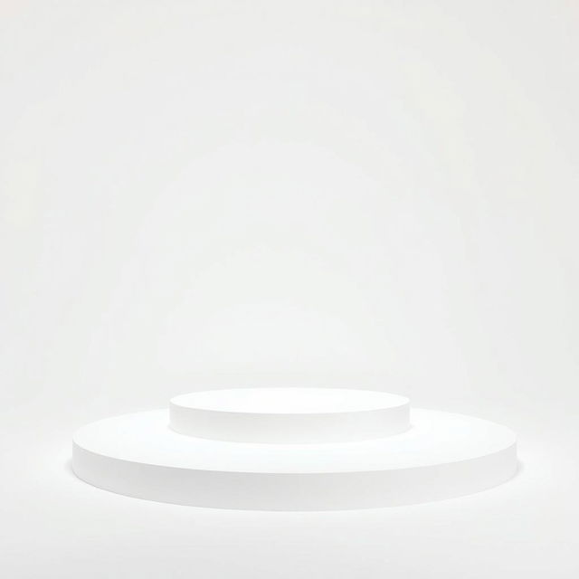 A very thin, minimalist white podium set against a completely white background