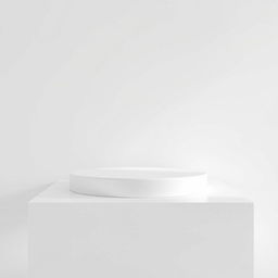A very thin, minimalist white podium set against a completely white background