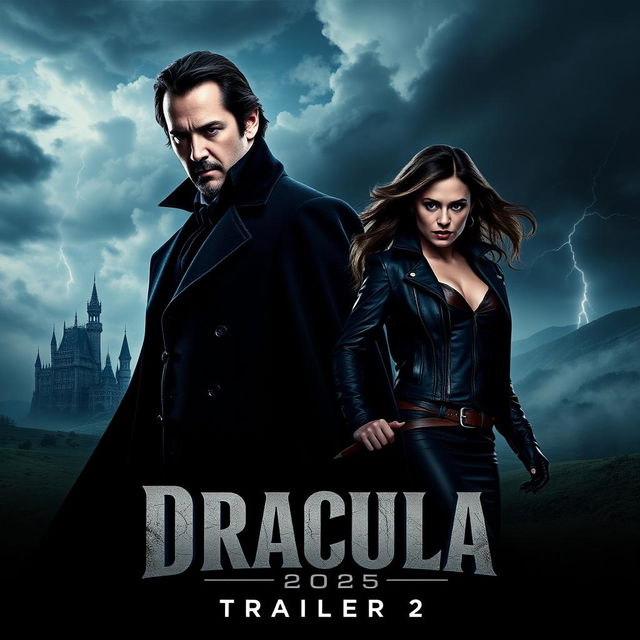 An eye-catching teaser poster for 'Dracula 2025 - Trailer 2', featuring Keanu Reeves as the ominous Count Dracula, clad in a dark, sumptuous Victorian cloak with subtle, intricate details