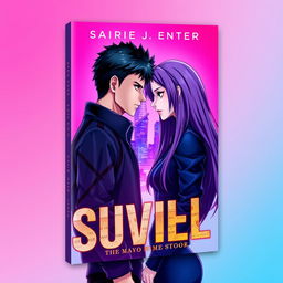 A visually striking eBook cover featuring two characters: a male with short, dark hair wearing a dark jacket, and a female with long, purple hair in a dark outfit