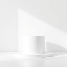 A very thin white podium that is elegantly designed, featuring a smooth shade that gently casts onto a completely white background, enhancing the podium's sleek form