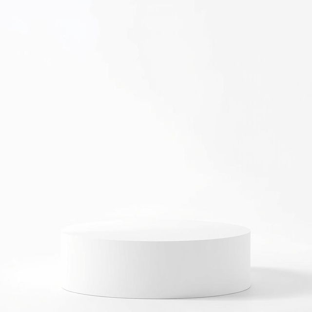 A very thin white podium that is elegantly designed, featuring a smooth shade that gently casts onto a completely white background, enhancing the podium's sleek form