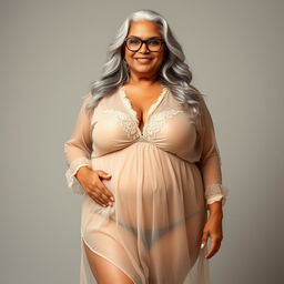 A stunning full-body portrait of a 60-year-old Indian curvy woman, radiating confidence and allure
