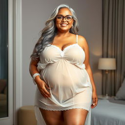 A stunning full-body portrait of a 60-year-old Indian curvy woman, radiating confidence and allure