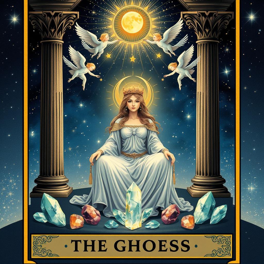 A beautifully illustrated tarot card representing 'The High Priestess' card