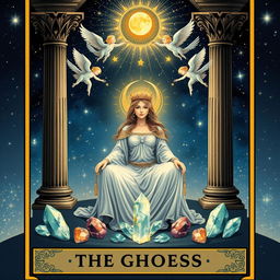 A beautifully illustrated tarot card representing 'The High Priestess' card