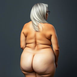 A stunning back view portrait of a 60-year-old Indian curvy woman, embodying confidence and beauty